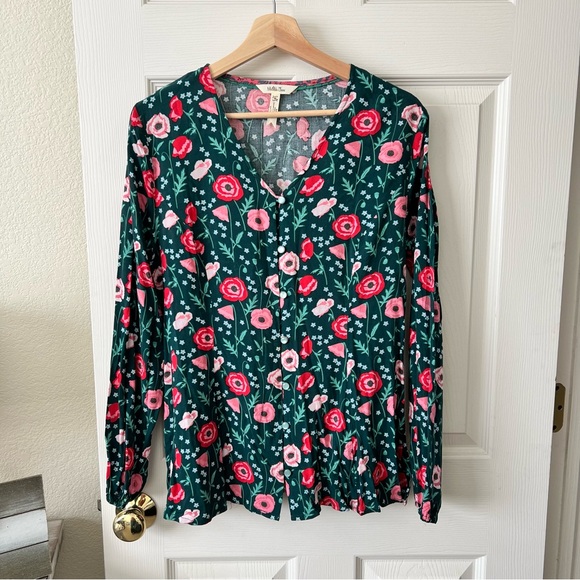 🌼 $5 Matilda Jane Yesteryear Poppy Flower Long Sleeve Button Down Blouse Sz M - Picture 3 of 11